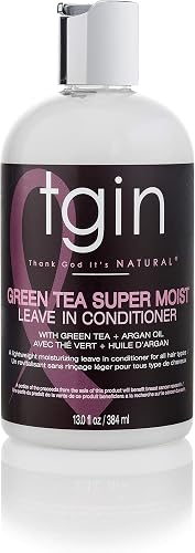 tgin Green Tea Super Moist Leave in Conditioner for Curly, Coily and Wavy Hair, with Argan Oil, Shea Butter and Green Tea, Moisturizes and Nourishes Dry Hair, 13 oz