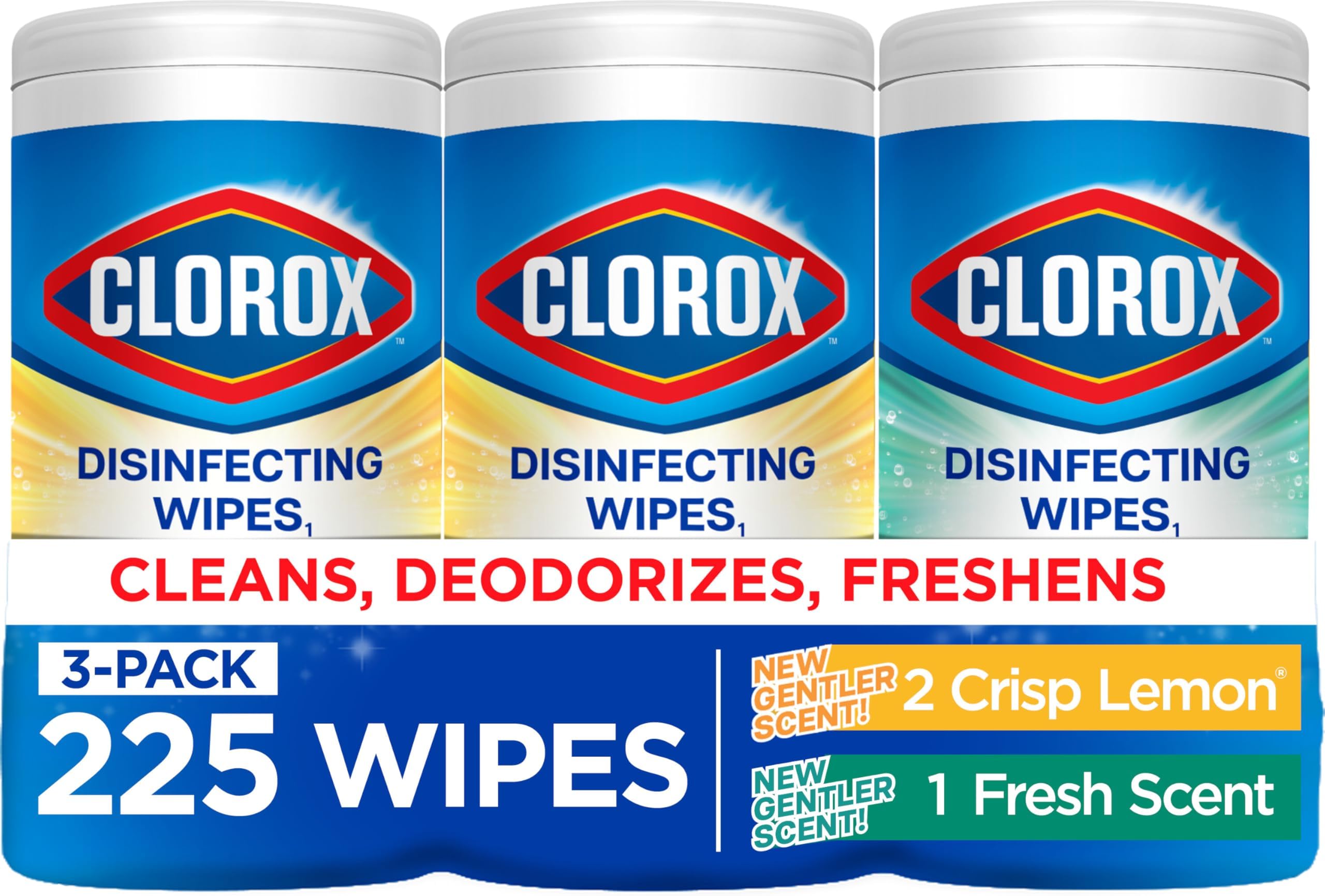Disinfecting Wipes, Crisp Lemon and Fresh Scent - Pack of 3