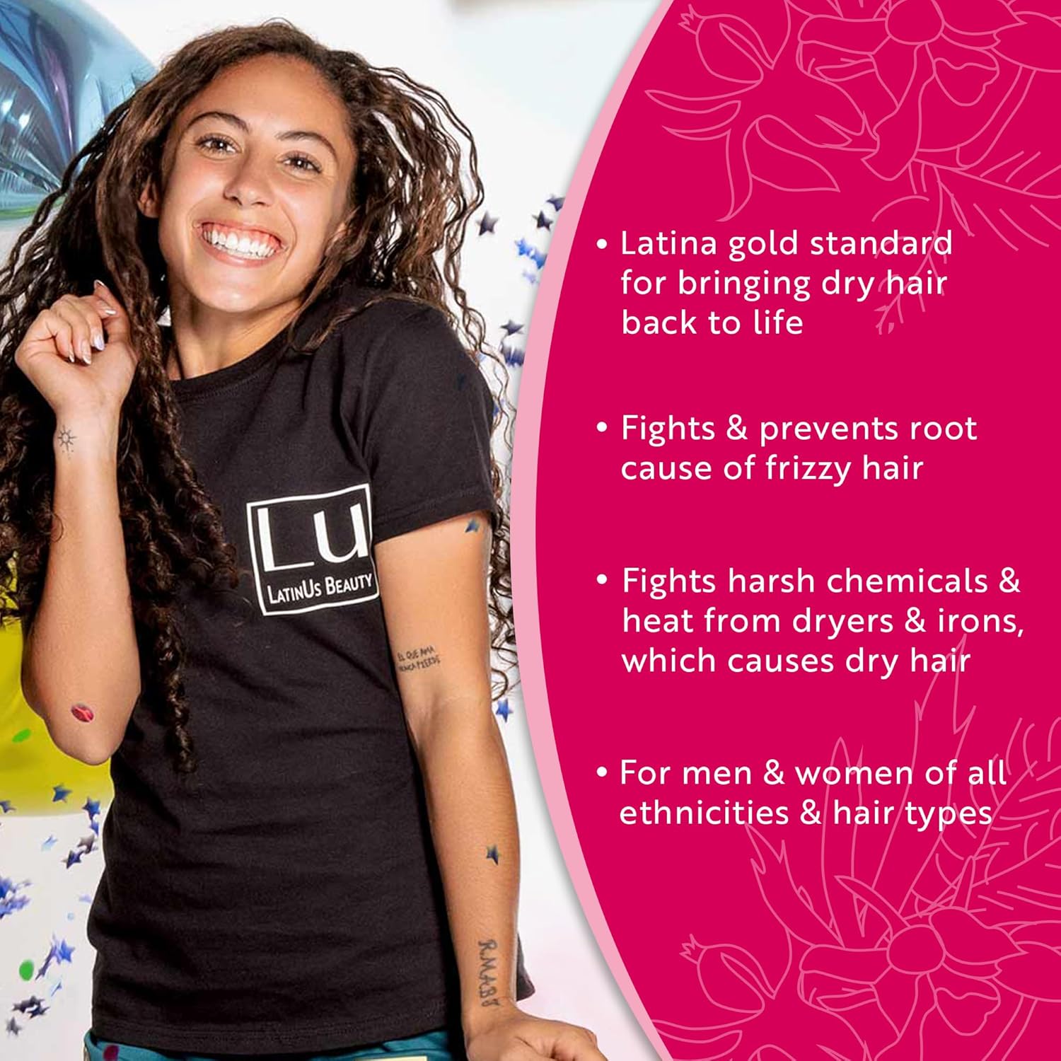 LATINUS BEAUTY RESCUE Collection with Club América Shampoo Bottle, Impossible Keratin Anti-Frizz Shampoo (12 oz) + Conditioner (12 oz) + Leave-In Cream (8 oz) for Dry, Damaged Hair