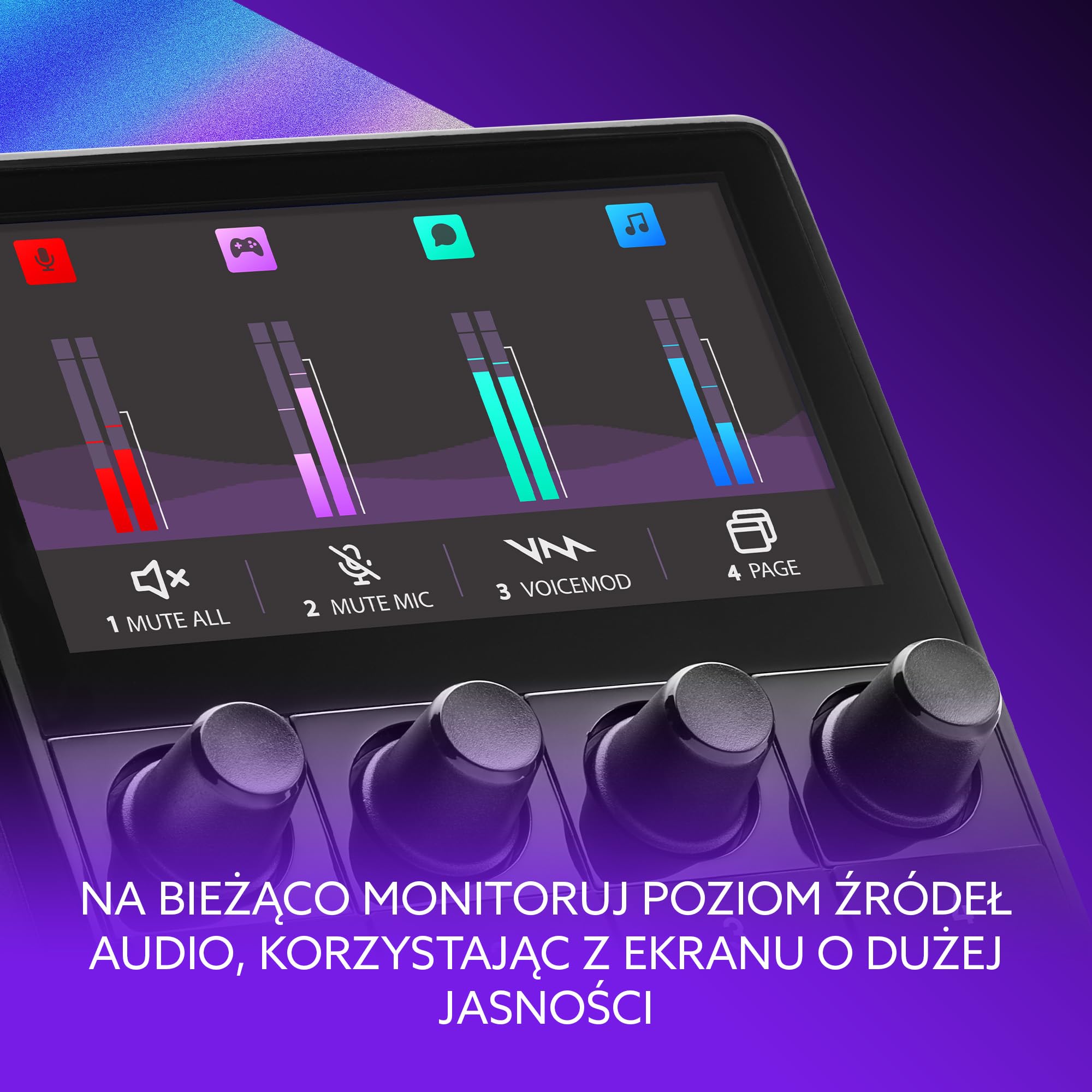 Hercules Stream Starter Kit - Kontroler Stream 100 + Mikrofon HUD-600 | Kontroler LCD Stream 100, mikrofon USB/XLR HUD-600, 4 enkodery, 4 przyciski, 3 miesiące Voicemod Pro w zestawie