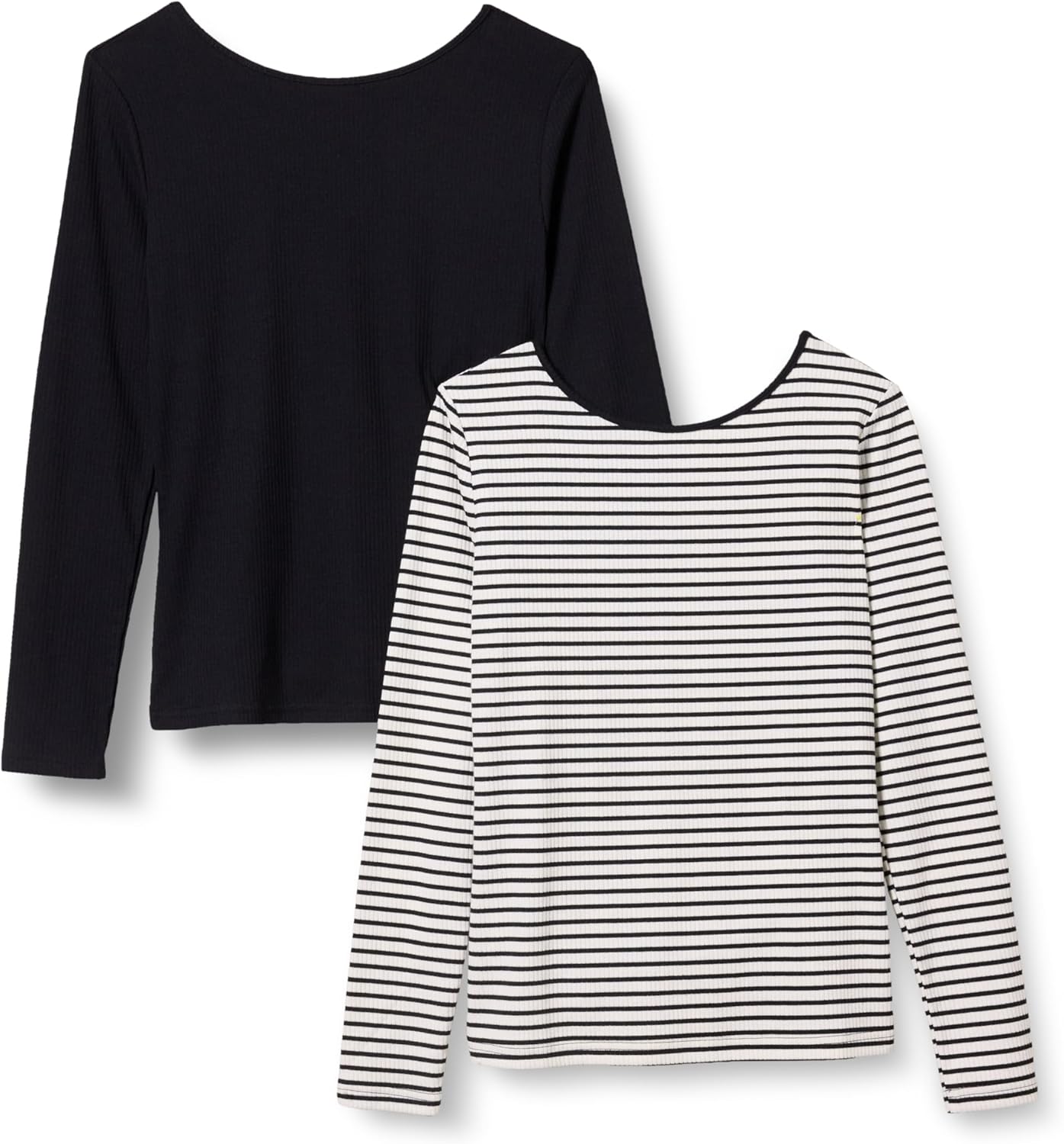 Amazon Essentials Women's Scoop Back Long Sleeve Slim-Fit Rib-Knit T-Shirt, Pack of 2