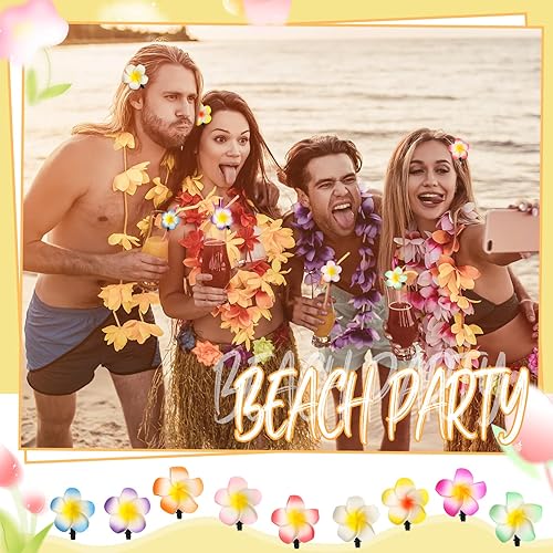 Miniatura 7 de WILLBOND 36 pinzas para el pelo de flores hawaianas de espuma Plumeria, horquilla artificial de flores tropicales Frangipani para novia, boda, Luau,