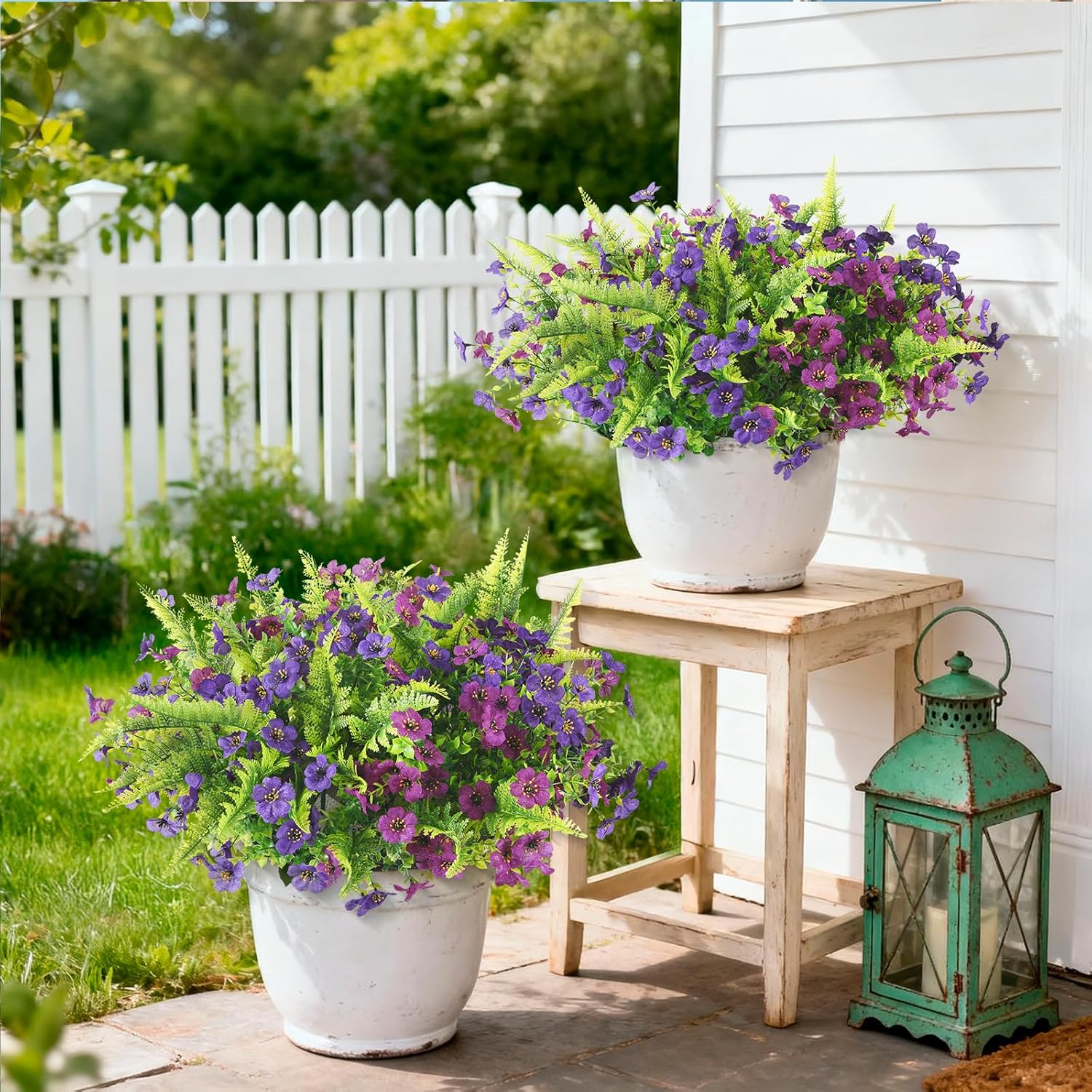 Artificial Flowers for Outdoors, 12 Bundles Multicolor Silk Fake Flower with Ferns for Spring Summer Decoration, UV Resistant Artificial Outdoor Faux Plants for Home Planter Porch Patio Yard Decor - Image 7