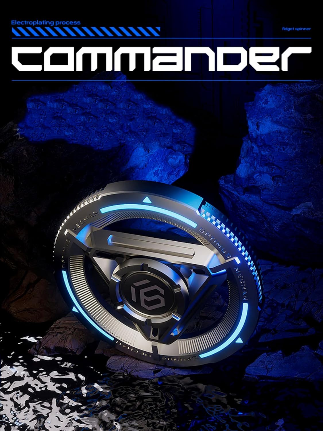 Metal Fidget Spinner for Kids and Adults, High Speed and Silence Colorful Glowing, Cool Fidget Spinner, Anti-Anxiety and Stress Release (Blue)