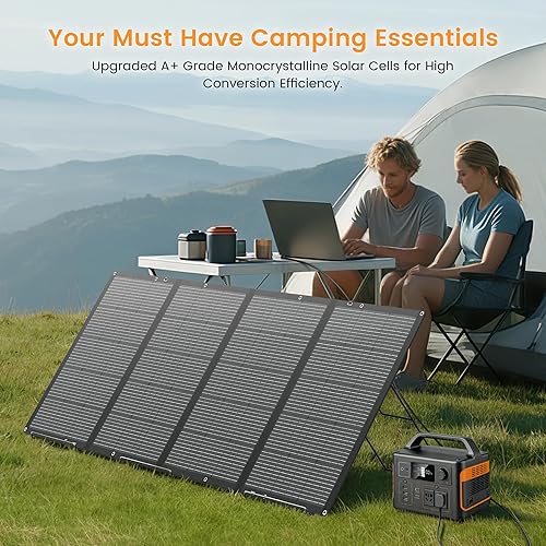 Miniatura 2 de Panel solar plegable portátil de 400 W, cargador ligero con soporte mejorado, cargador solar impermeable de 31.2 V de 400 vatios para caravanas,