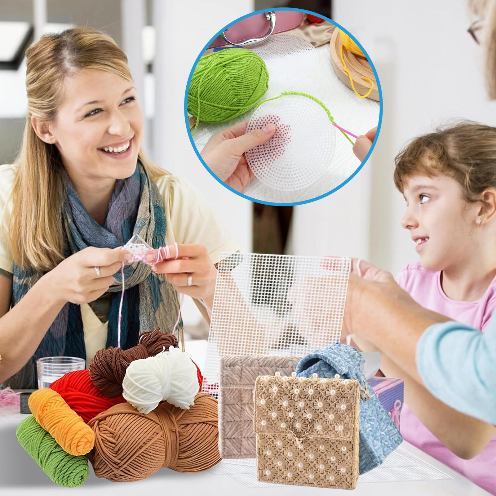 Lona De Malla De Plástico Rejilla De Plástico - Stramin Para Bordado, 7 Hojas De Lona De Plástico Blanco Transparente Para Proyectos De Manualidades Creativas