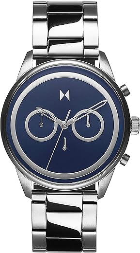 MVMT Powerlane Qtz Analog Fashion Chrono Blue Round Dial Men’s Watch, Stainless Steel Material, Silver Band – 28000124-D