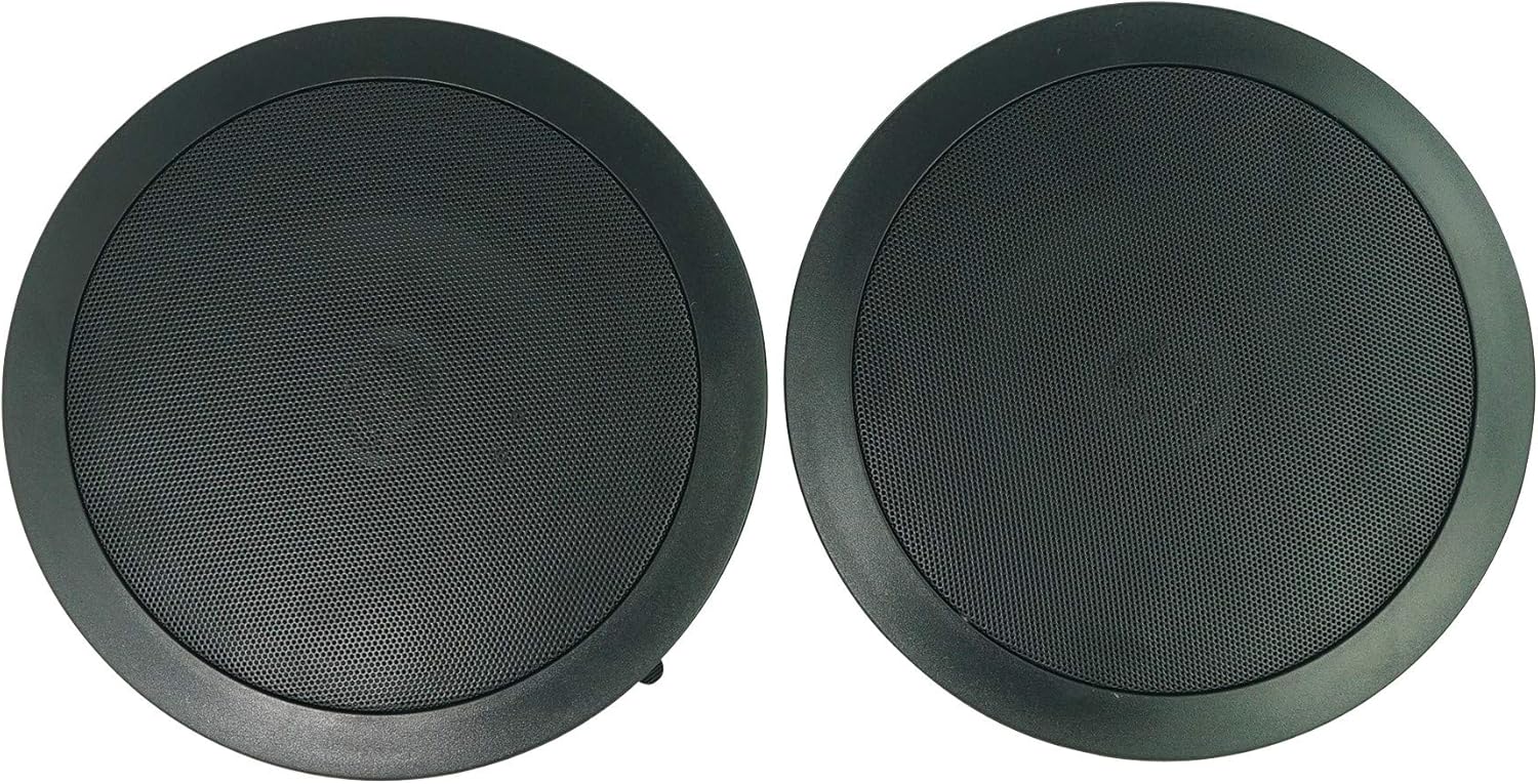 Rockville CC65T Black Pair 6.5" 70V/8 Ohm Ceiling Speakers, 20W Tap, 40W 8Ω, Aimable Tweeter, Paintable Grill, Flush Mount, for Restaurants/Bars/Cafes