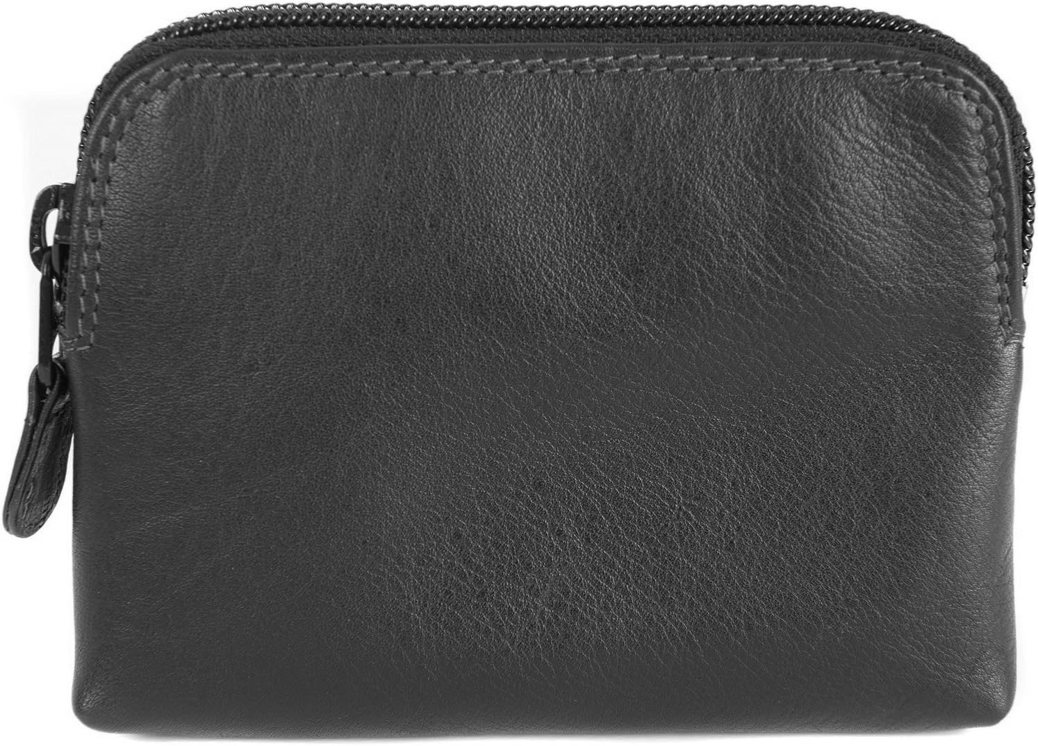 Soft Leather Zip Top Coin and Credit Card Purse (Black)