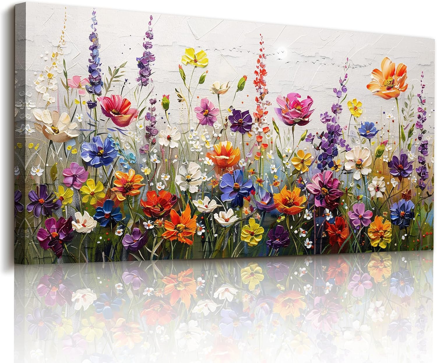 imjiayu Floral Wall Art, Large Wall Decor, Wildflower Wall Art, Modern Boho Flower Canvas Prints, Cottagecore Botanical Pictures for Living Room Bedroom Hallway Office Modern Rustic Farmhouse 24"x48"