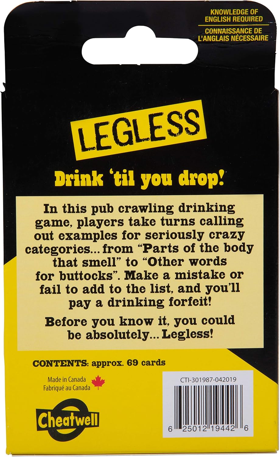 Legless - The Bar Drinking Game That Mixes Category Creativity with Alcohol - 69 Cards (Nice)