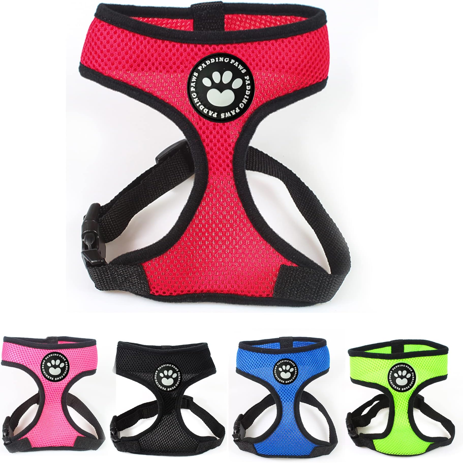 Dog Harness Puppy Harness Small Dog Harness Waterproof Soft Mesh Fabric Dog Puppy Pet Adjustable Harness Lead Leash Clip (XS, Red)