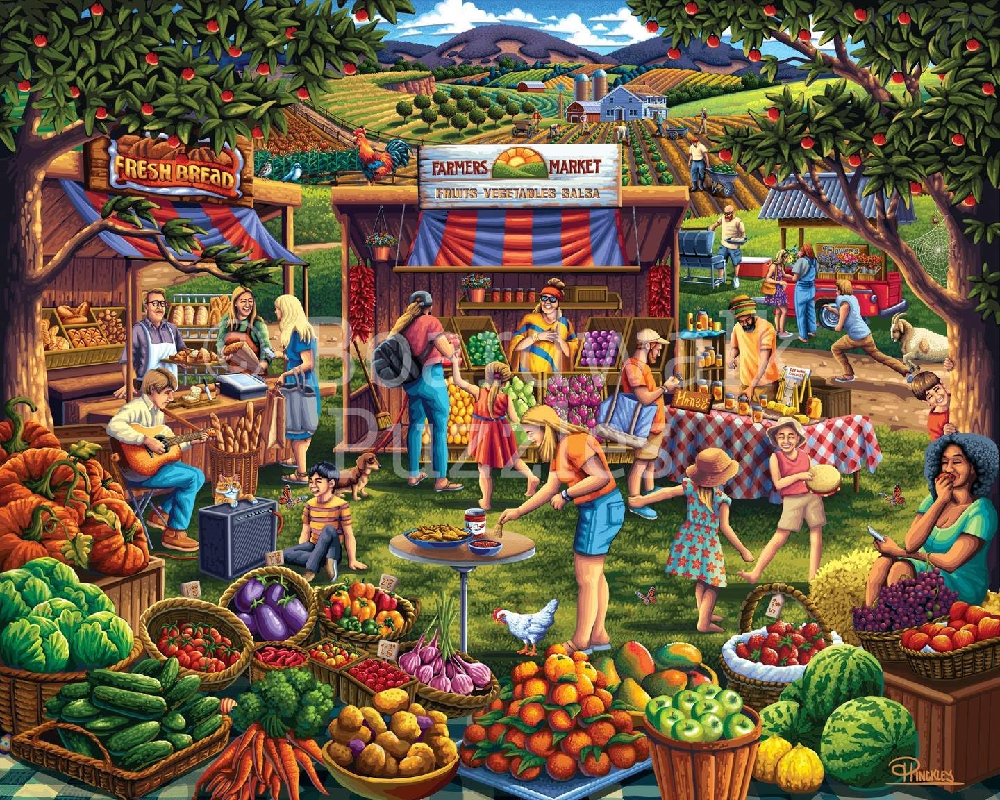 Boardwalk Puzzles Farmers Market, 500 Piece Jigsaw Puzzle for Adults, Made in USA