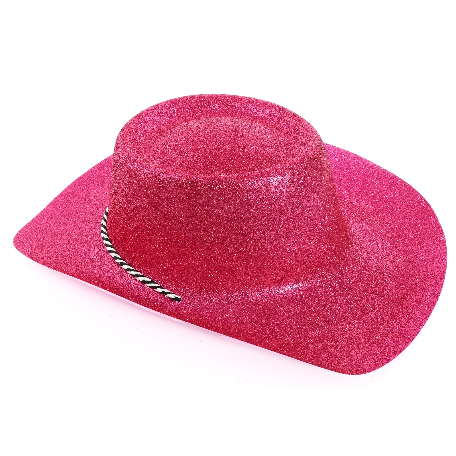 Pink Glitter Cowgirl Hats - Pack of 12 - Fancy Dress Accessory Perfect For Hen Party Cowboy Costumes Stage Show Dance Shows