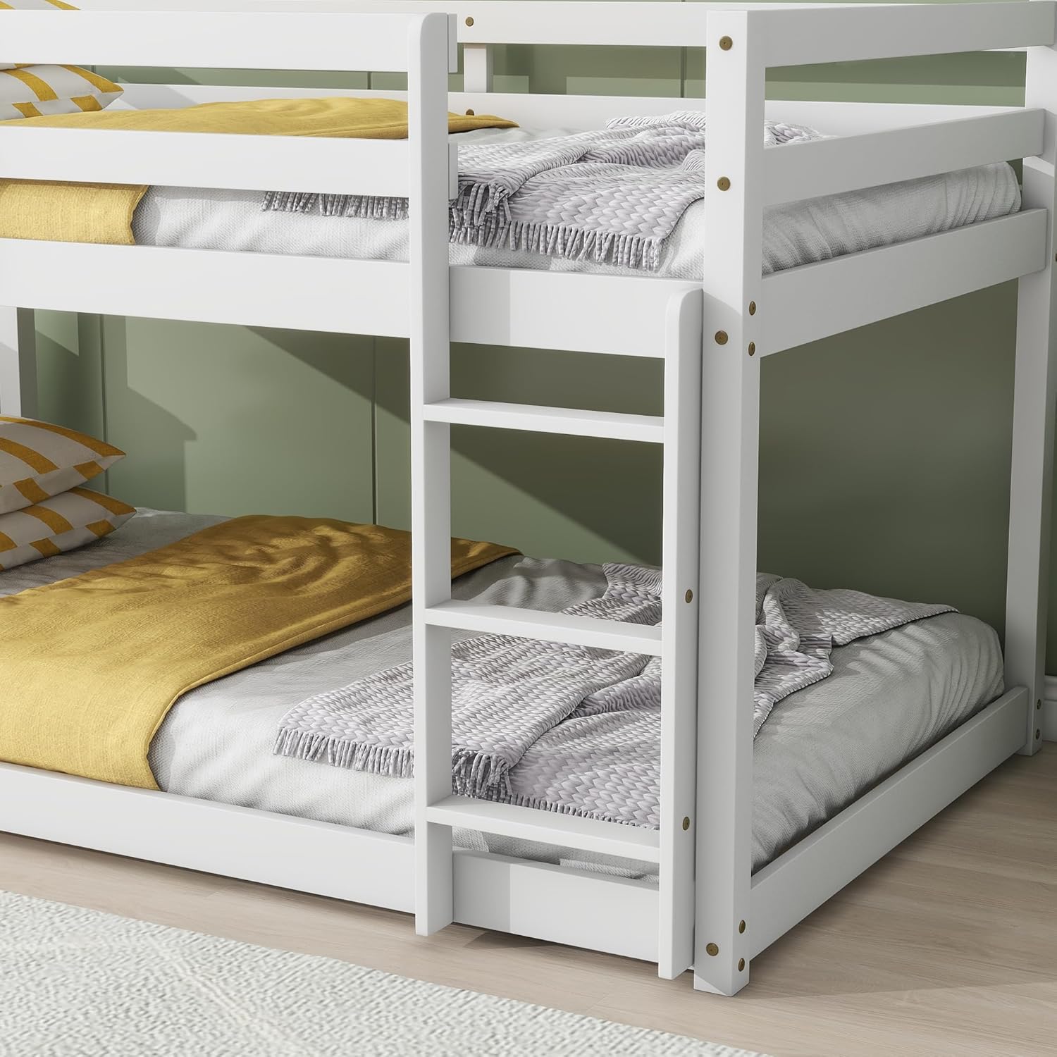 Merax Twin Over Twin Bunk Bed showing under-bed storage area