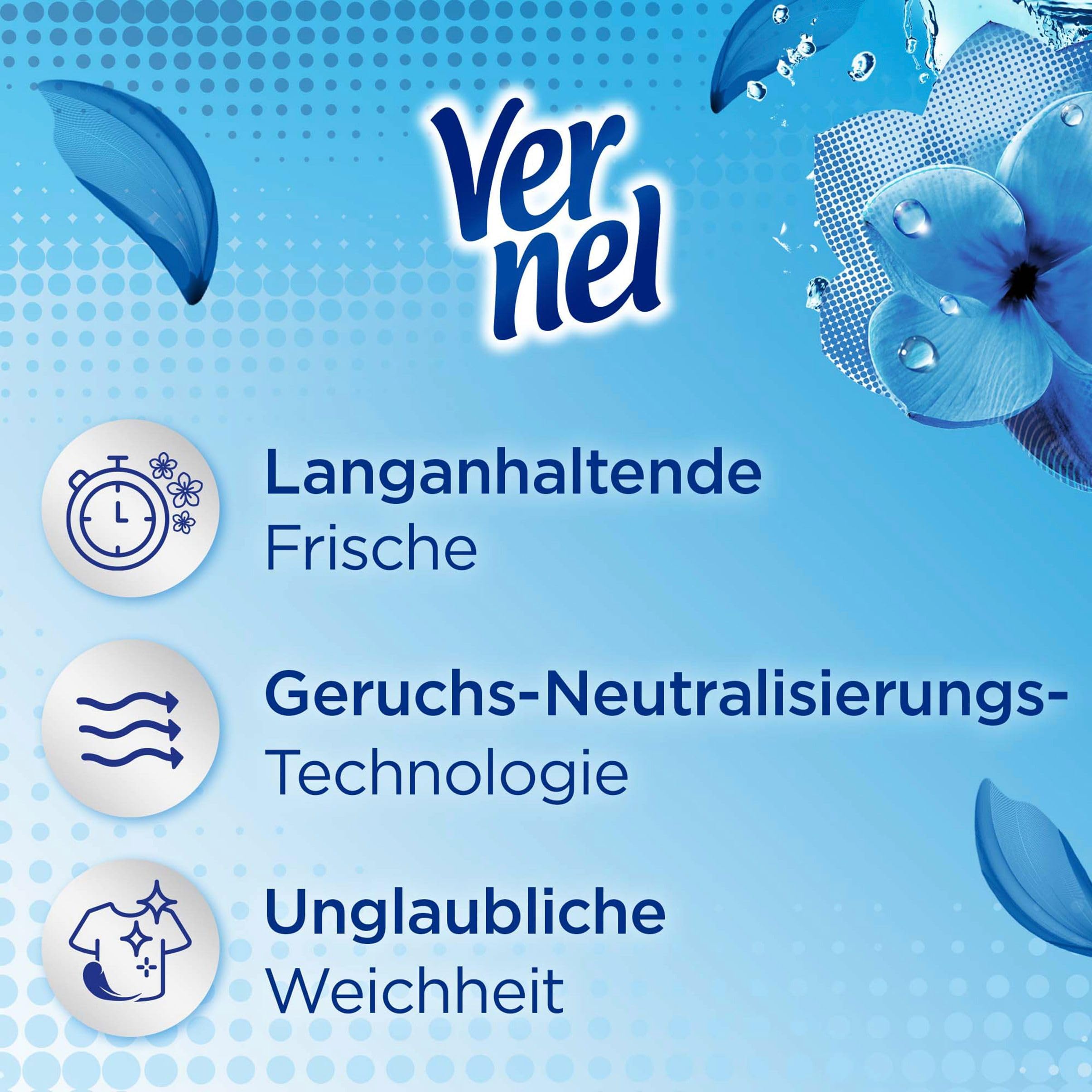 VERNEL Fresh Control Cool Fresh płyn do płukania 6 x 37 WL (222 prania), zapach prania zapewnia długotrwałą świeżość 24/7 z technologią neutralizacji zapachów, butelka nadająca się do recyklingu