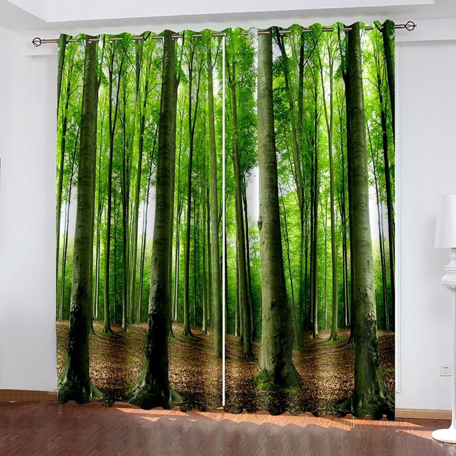 Homxi Blackout Drapes 2 Panel Set,2 x 38W x 72H in,Window Curtain with Grommet Trees Scenery Green Brown Window Drapes and Curtains