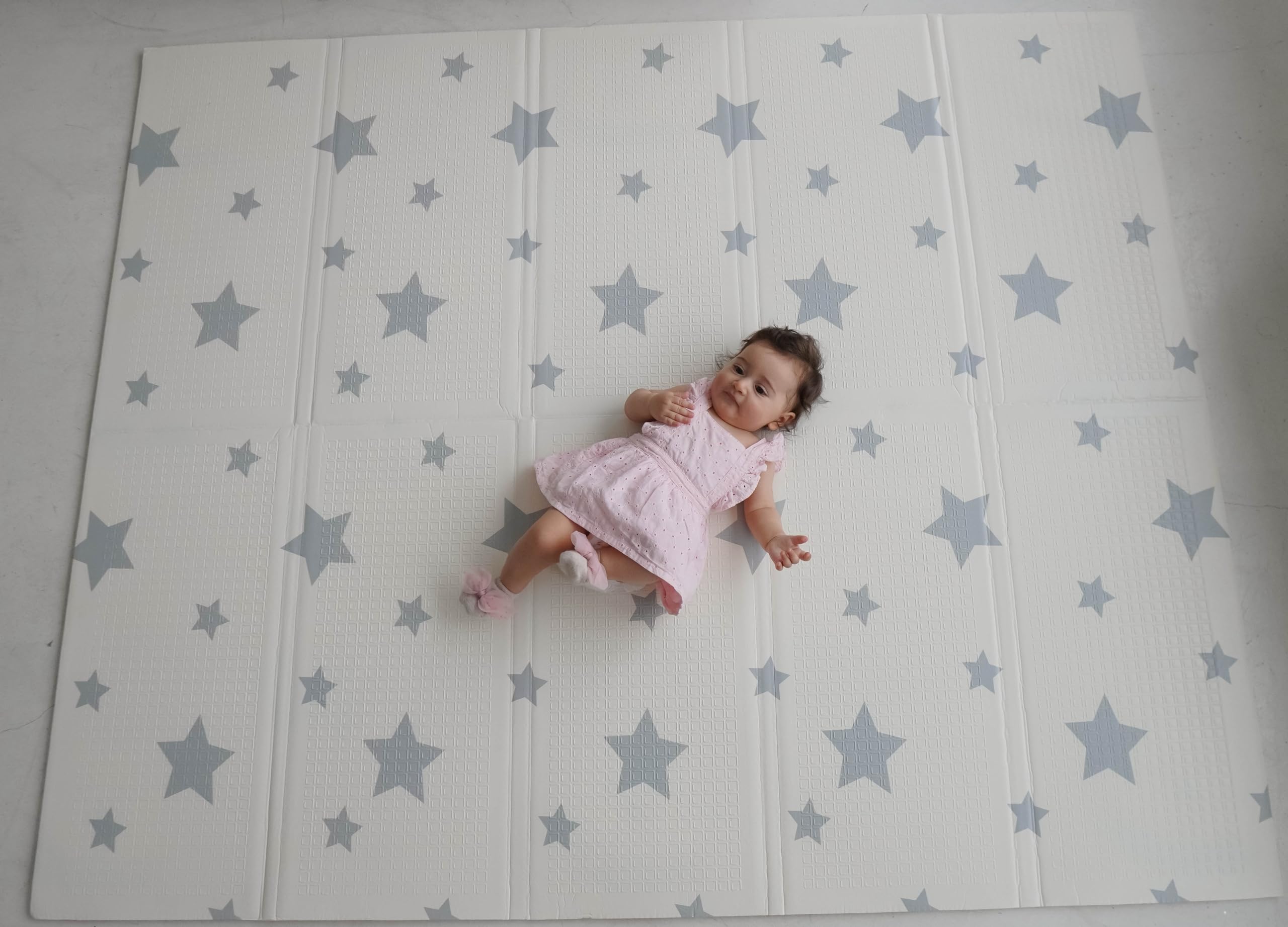 MIKMEL Children's Play Mat. XXL Reversible Foldable Foam Floor Mat. Playpen Baby Play Mat. Waterproof Child Crawling Mat (Bears/Stars)