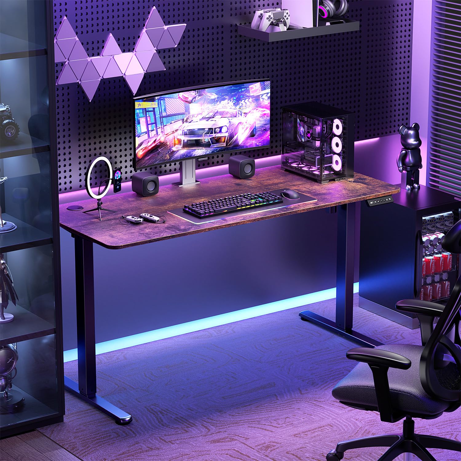 55 Electric Standing Desk Adjustable Height Ergonomic Sit Stand Computer Desk for Home Office Sturdy Motorized Workstation with — view 7