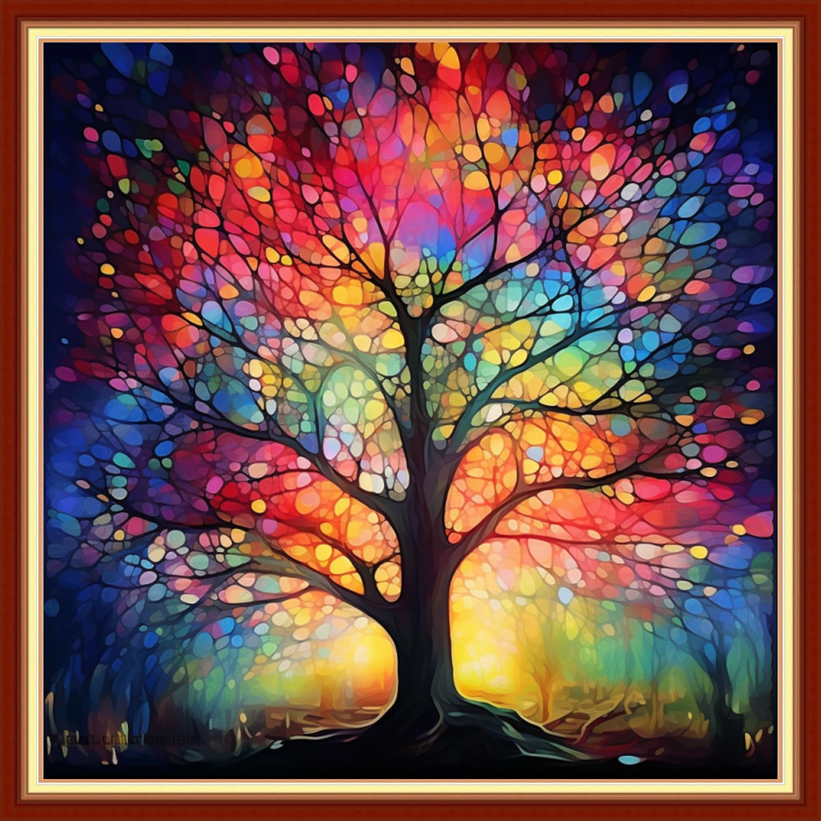 Findvoor Stamped Cross Stitch Kits for Beginners Full Range of Cross Stitching Embroidery Pattern for Adults, 11CT DIY Needlepoint Embroidery Starter Kits-Noctilucent Tree 17.7x17.7 inch