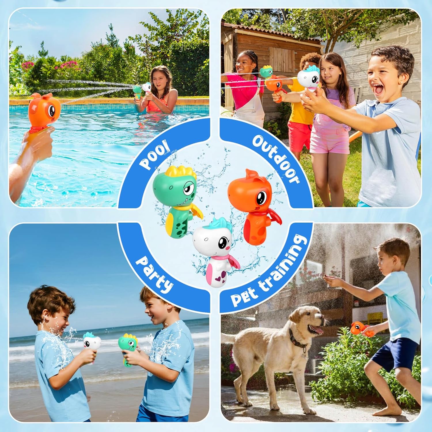 Dolanus Water Gun Toys 3 Pack, Toys for Kid 3 4 5 8 12 Year Old Boys, Squirt Pistol Water Guns for Kids Toddlers, Dinosaur Unicorn Toy for Pool Outdoor Outside Backyard