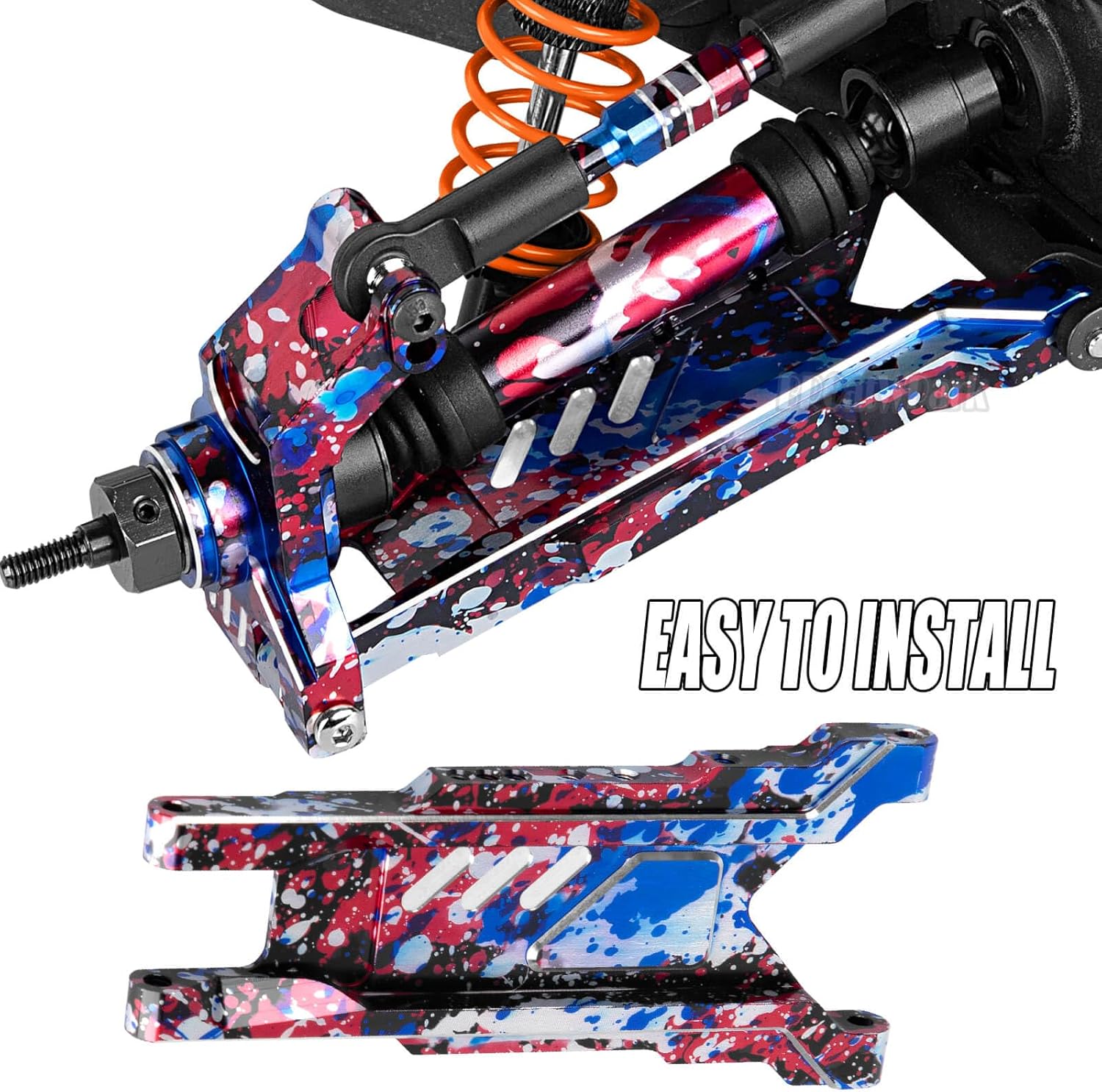 RC Aluminum Suspension A-Arms Upgrades Part for 1/10 Slash Rustler Stampede 4X4 VXL BL-2s,Hoss 4WD VXL,XO-1,Alloy Front Rear RC Suspension Arms Hops up,Colorful