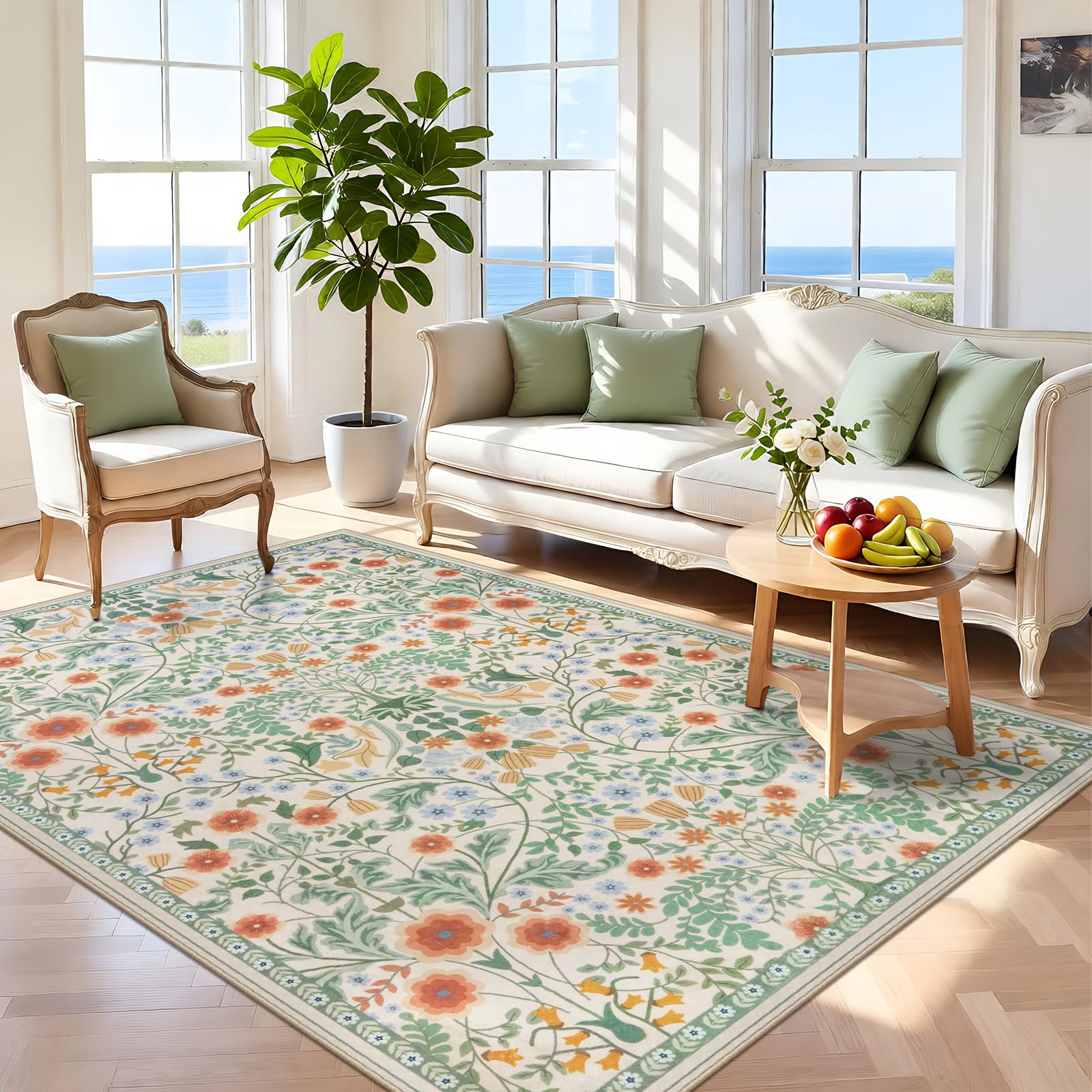 IMIYOKU Waschbarer Teppich für Wohnzimmer