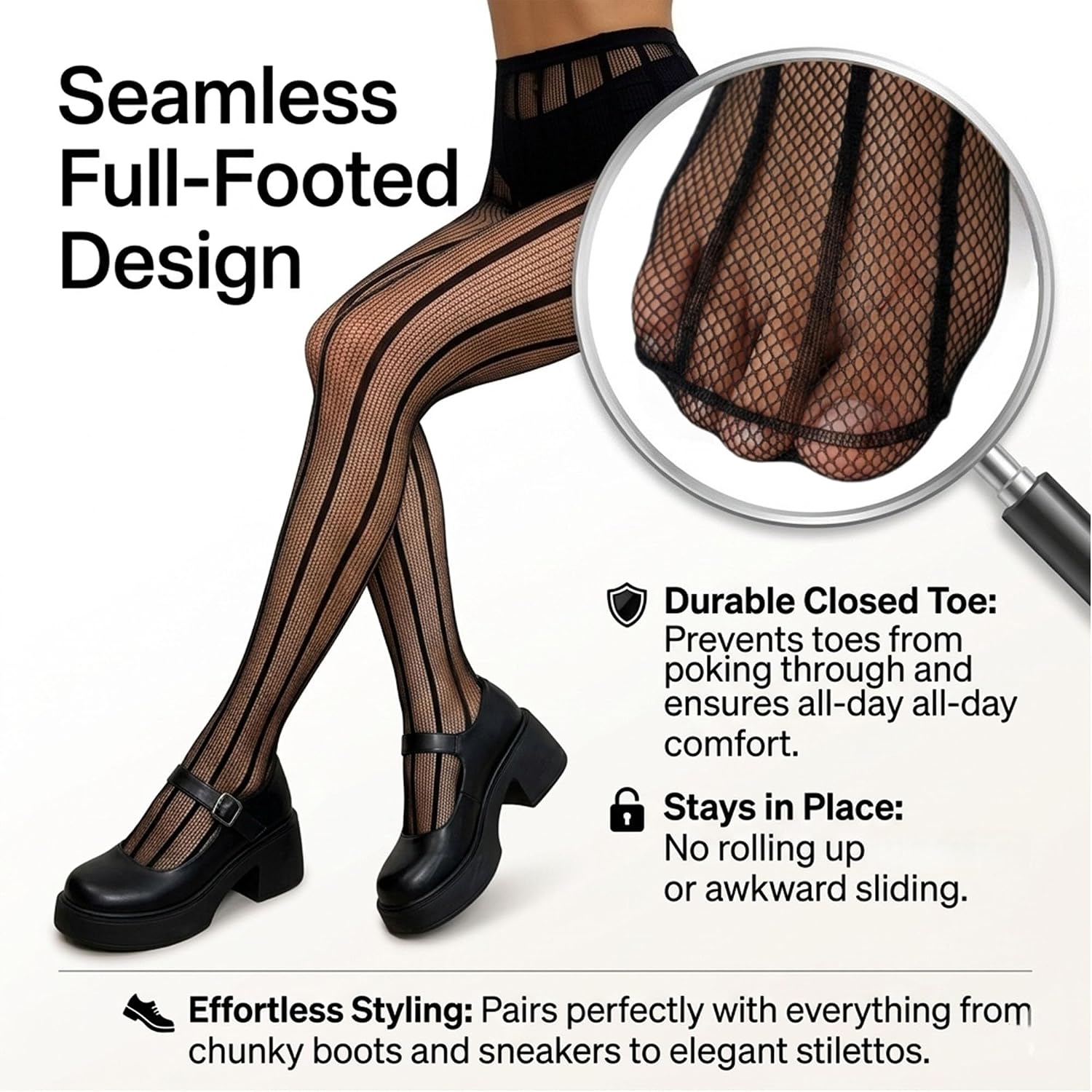 Fishnet Tights for Women High Waisted Pantyhose Patterned Mesh Leggings for Goth Alt Rave Outfits Black