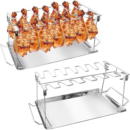 Drumstick Holder-2 Sets Chicken Leg Rack for Grill with Drip