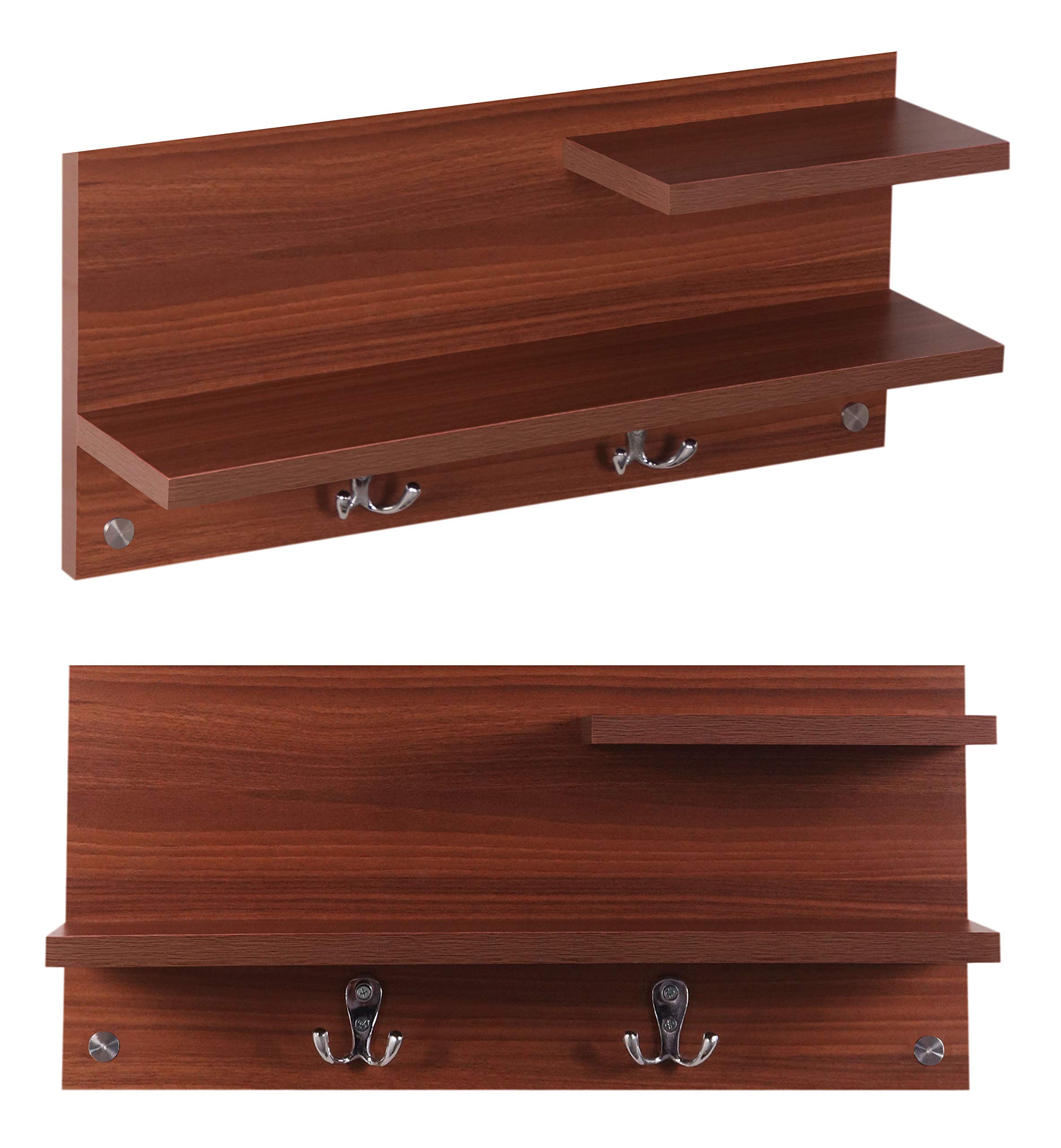 Captiver Cabinet Engineered Wood Wall Mounted Dressing Table with 2 Storage Shelf Racks Stands (54x14x91 cm,Teak) Office Home Bar Bedroom Living Room Bathroom Stylish Make Up Organisers 4