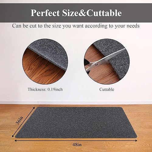 Miniatura 2 de U'Artlines Tapete para silla de oficina para suelo de madera dura, antideslizante, 36 x 48 pulgadas, no curvo, tapete para silla rodante de