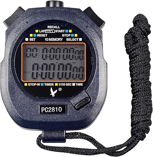 Cronómetro digital,2 filas 10 vueltas,Pantalla de temperatura,Indicación de batería baja,Natación,Baloncesto,Entrenamiento profesional,Entrenamiento