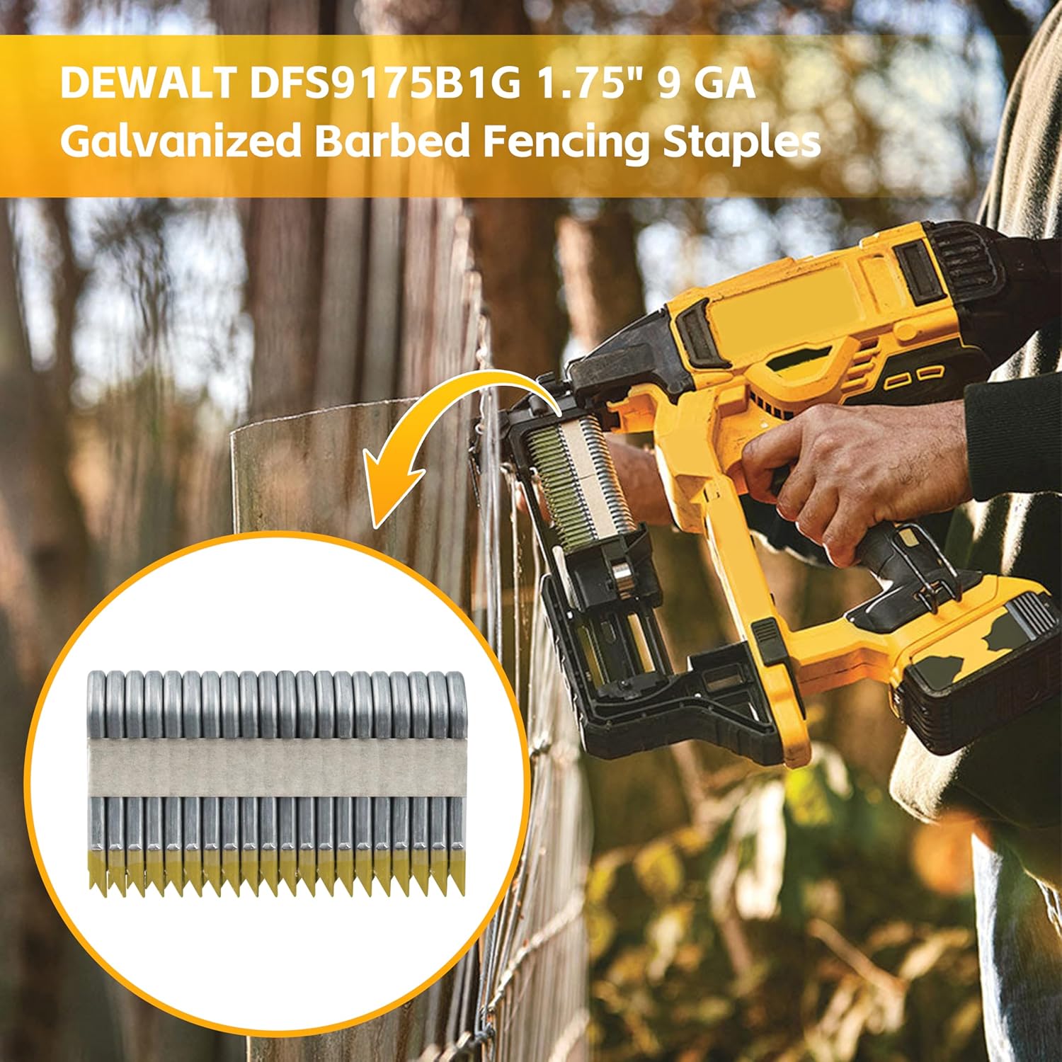 DFS9175B1G for DEWALT 9GA Galvanized Barbed Fence Staple，9GA Galvanized Barbed Staples - 1-3/4", 960-Pack