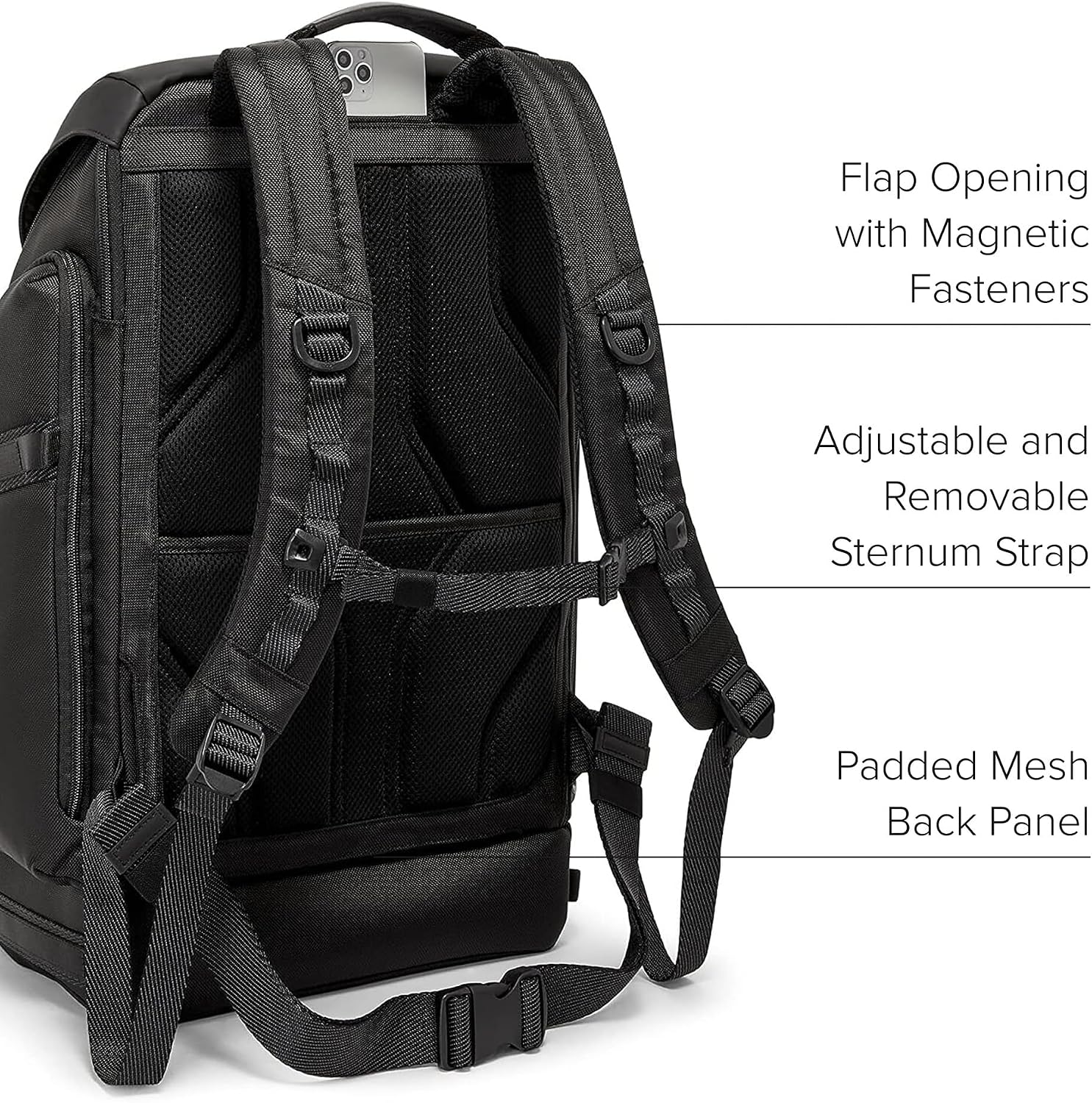 TUMI - Alpha Bravo Expedition Flap Backpack - Large Carry On Backpack - 21.0" X 12.5" X 7.5" - Fits up to 17" Laptop - Black