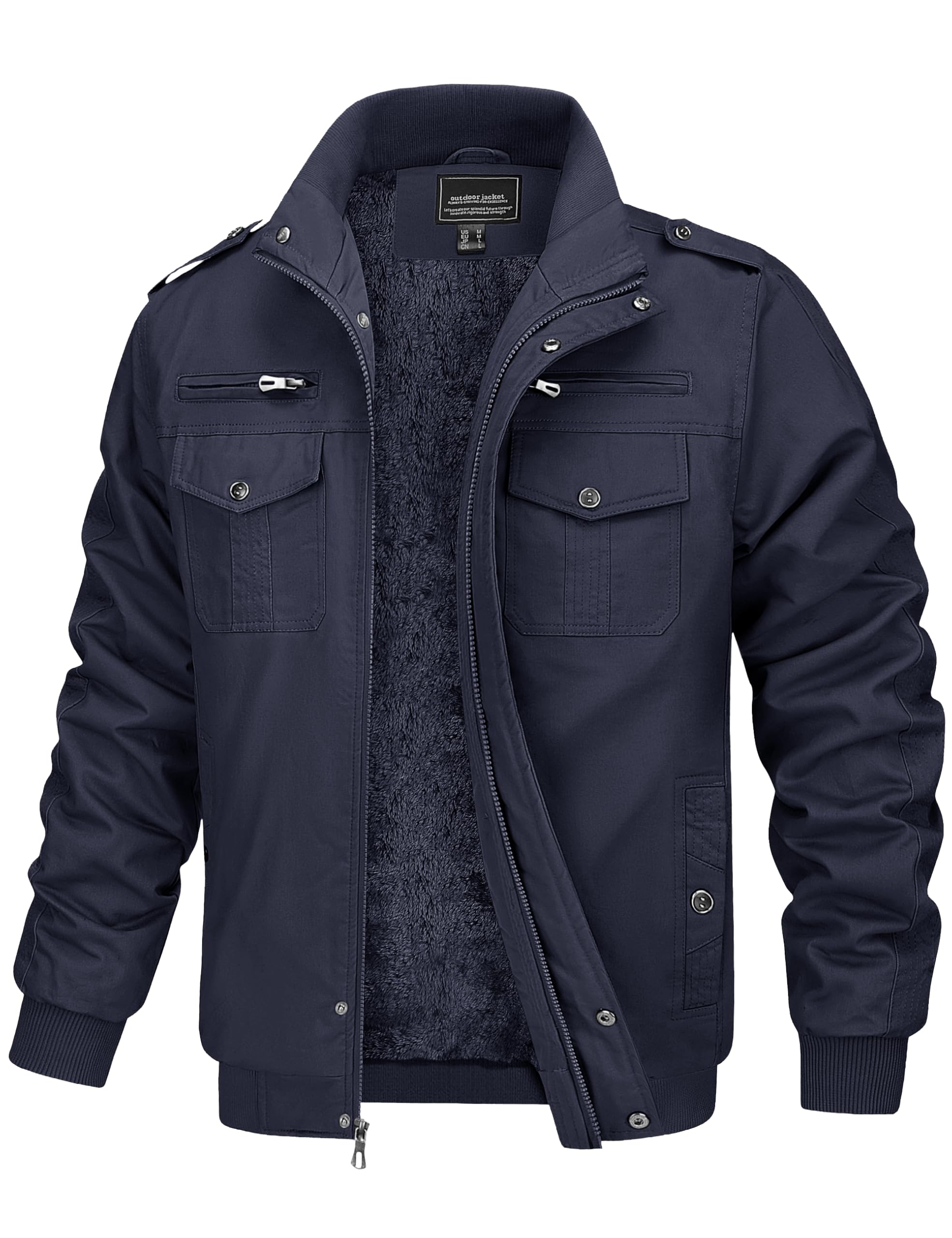 MAGCOMSEN Heren Overgangsjas Warme Winterjas Met Fleece Binnenkant Winddicht Cargojack Hoge Kraag Amerikaanse Militaire Tactische Jas Ritssluiting 1012259326