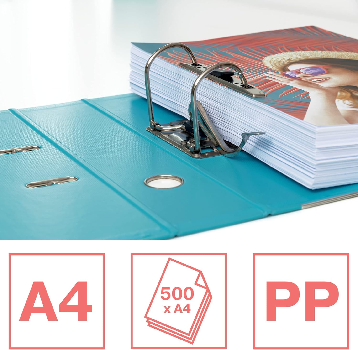 Esselte, Colour Ice, A4, Lever Arch File, 75 mm Spine, 500 Sheets Capacity, PP, Plastic Cover, File Folder, 626212, Blue
