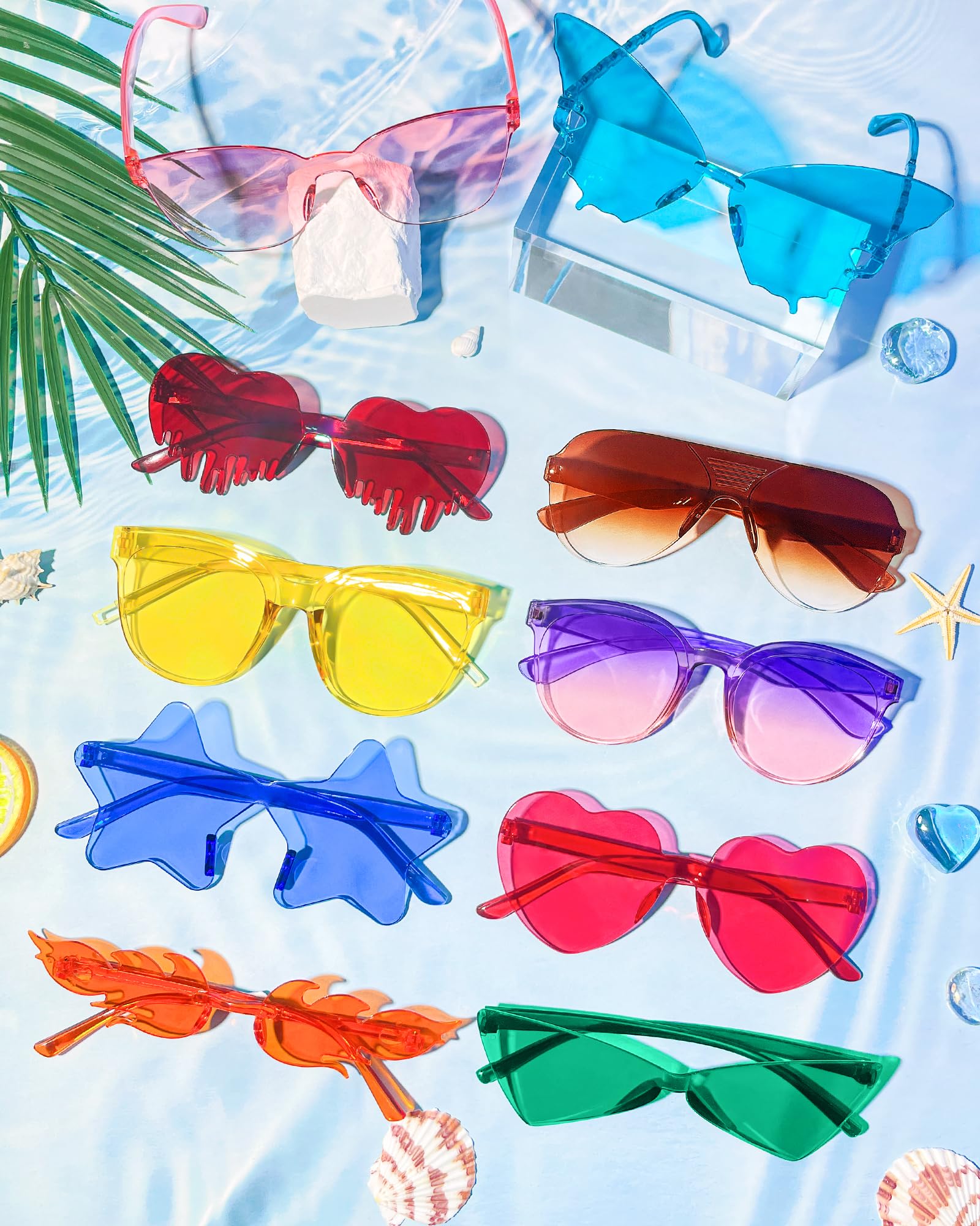 Polycarbonate Rimless Sunglasses for Party Favors and Costume Accessories Amazon.com: Geopty 10 Pack Fun Party Sunglasses Bulk, Mixed  main image 2