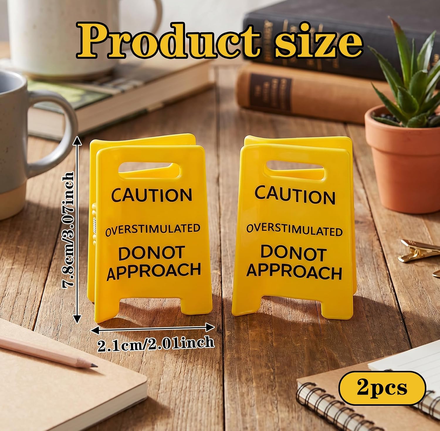 2pcs Caution Overstimulated Hair Clip Novelty Funny Hair Claw Clip | Large Claws Novelty Hair Clip for All Hairs, Do Not Approach Sign for Women Gilrs Gift