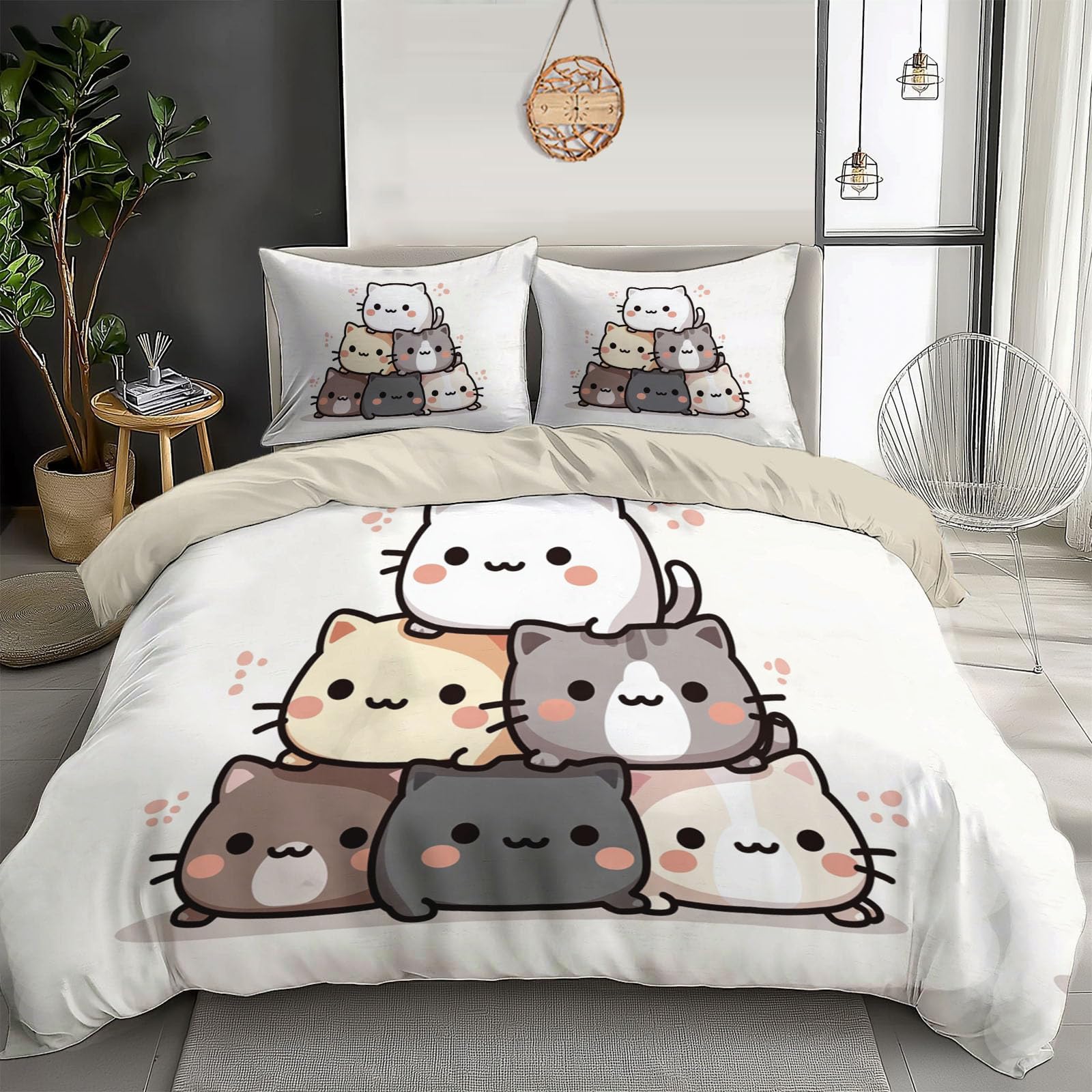 Housse de couette 200x200 chat mignon pour une chambre d'enfant douce et accueillante