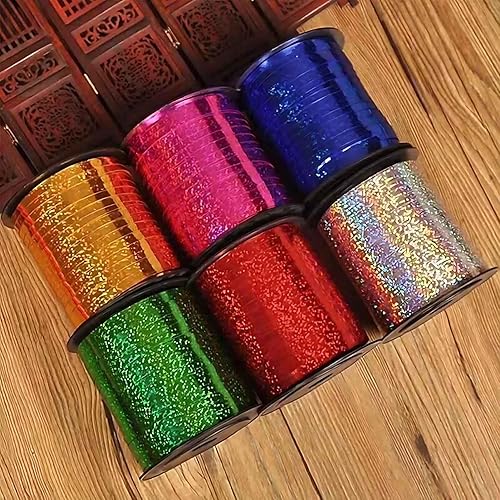 Miniatura 5 de BRZIKWT Cinta rizadora plateada de 500 yardas, hermosa cinta metálica prensada, rollo de cintas de globo, para regalo, arte, flores, globos para el