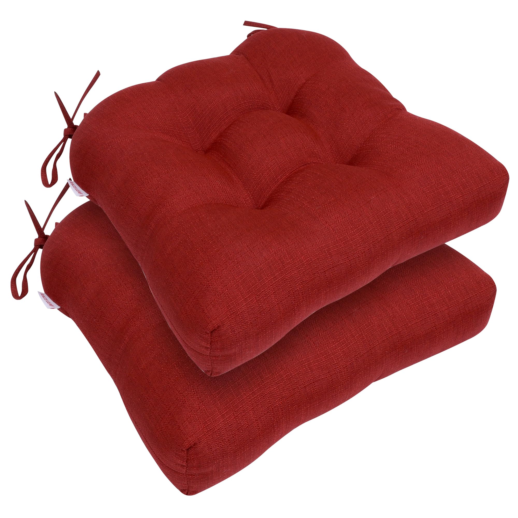 17\" x 17\" Patio Chair Seat Pads Red - Outdoor/Indoor Patio Cushions Set of 4- Replacement Cushions for Chairs and Seating - Olefin Seat Pads for Porch, Deck, and Garden Seats