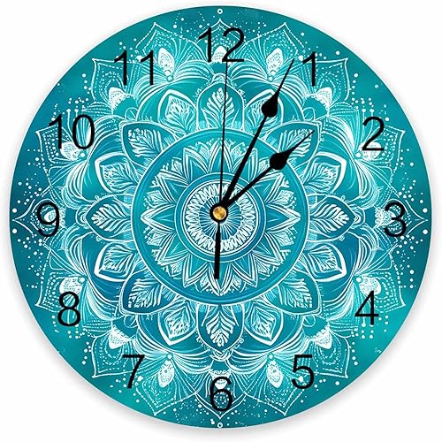 Reloj de pared de PVC con patrón bohemio para decoración de sala de estar, estilo retro étnico, silencioso, sin tictac, funciona con pilas, reloj