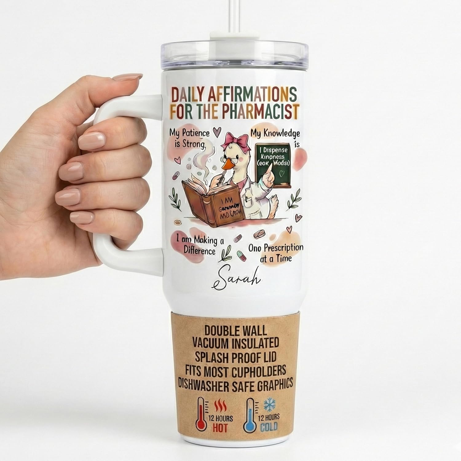 Personalized Pharmacist Tumbler, Pharmacy Student Gifts, Pharmacy Technician Tumbler with Handle, Custom Pharmacy Gift, 40 ounce Tumbler for Pharmacy Tech
