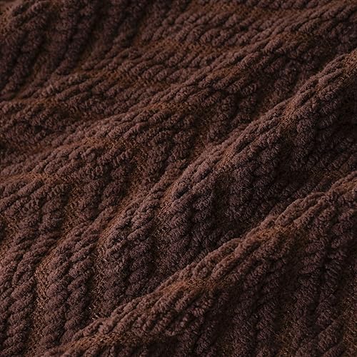 Miniatura 8 de BATTILO HOME Manta marrón oscuro para sofá, súper suave y acogedora manta de chocolate cálido para cama individual, sala de estar, silla, cama,