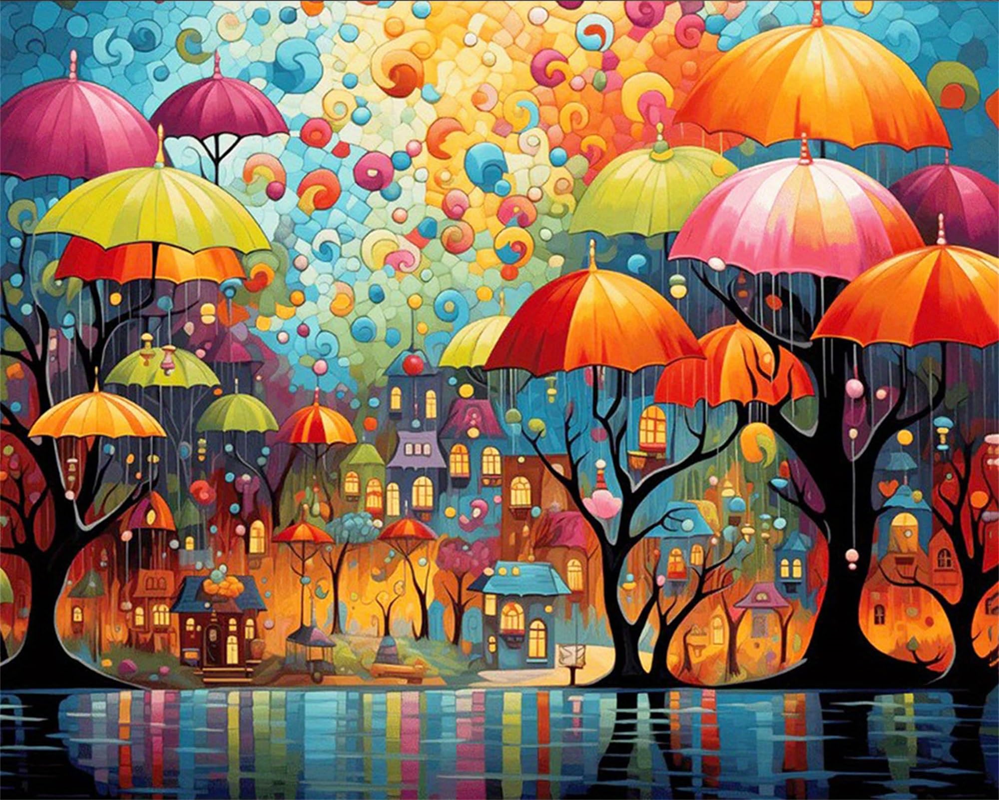 Formeyart Tree Paint By Numbers Kits For Adults,Umbrella Diy Painting Kit On Canvas, Color By Numbers,Large Adult Paint By Number For Wall Decor And Gifts