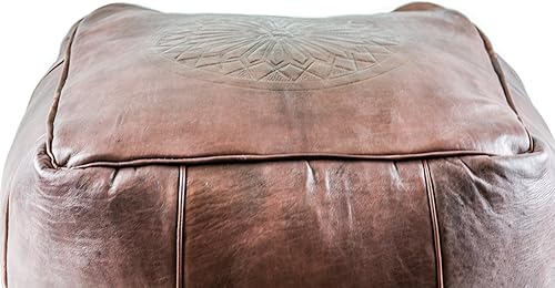 Miniatura 2 de Puf marroquí cuadrado de cuero genuino otomano  Color burdeos  Sin relleno