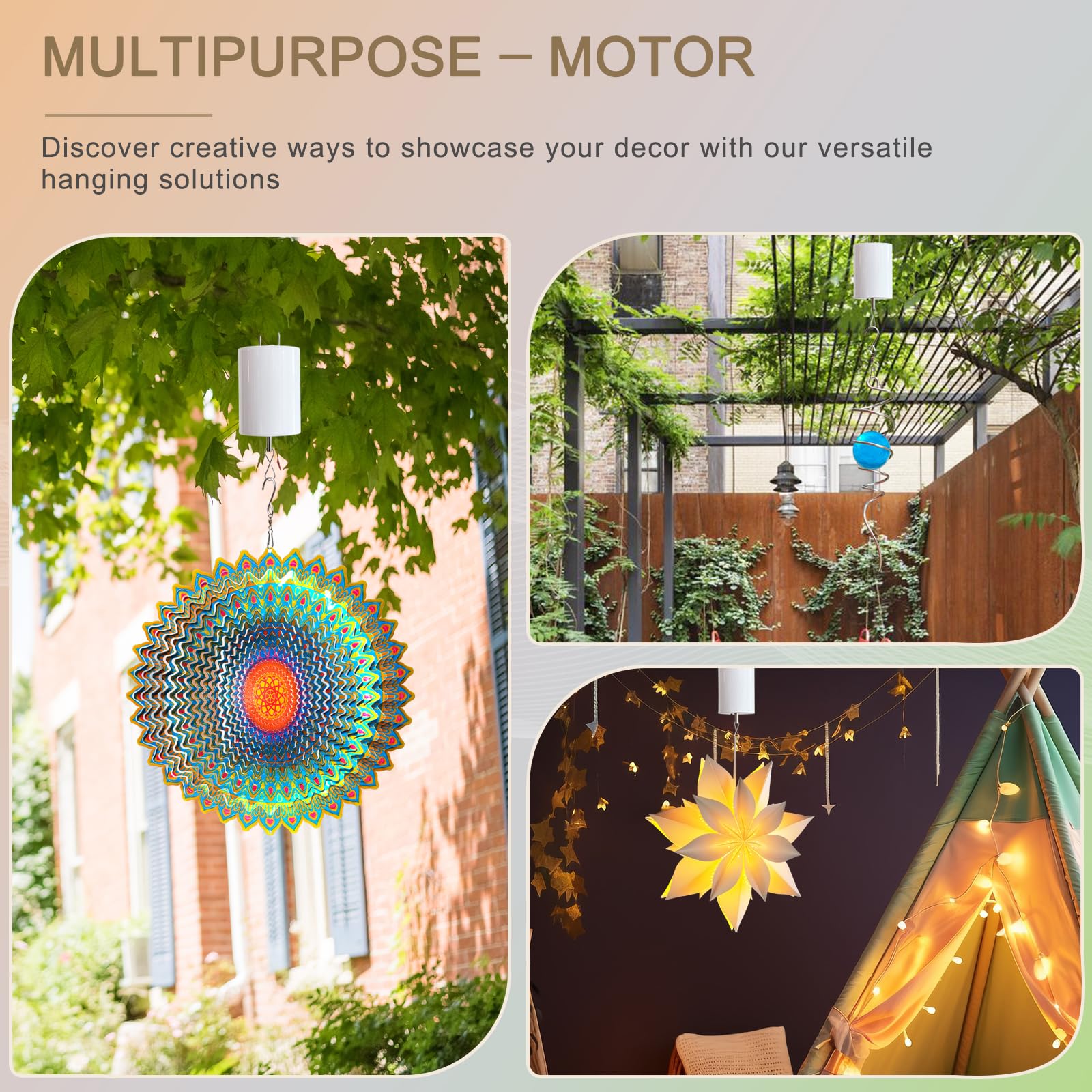 Goolyrusim Moteur à vent avec télécommande, moteur d'affichage suspendu pour éolienne, carillon éolien, décoration de jardin, moteur d'ornement rotatif pour boule discothèque, berceau de bébé, moteur