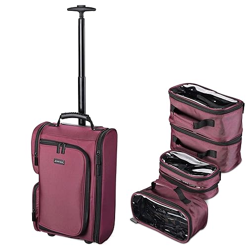 BYOOTIQUE Estuche de tren de maquillaje, mochila de peluquería de lados suaves, organiza almacenamiento para llevar en viajes con bolsillo lateral,