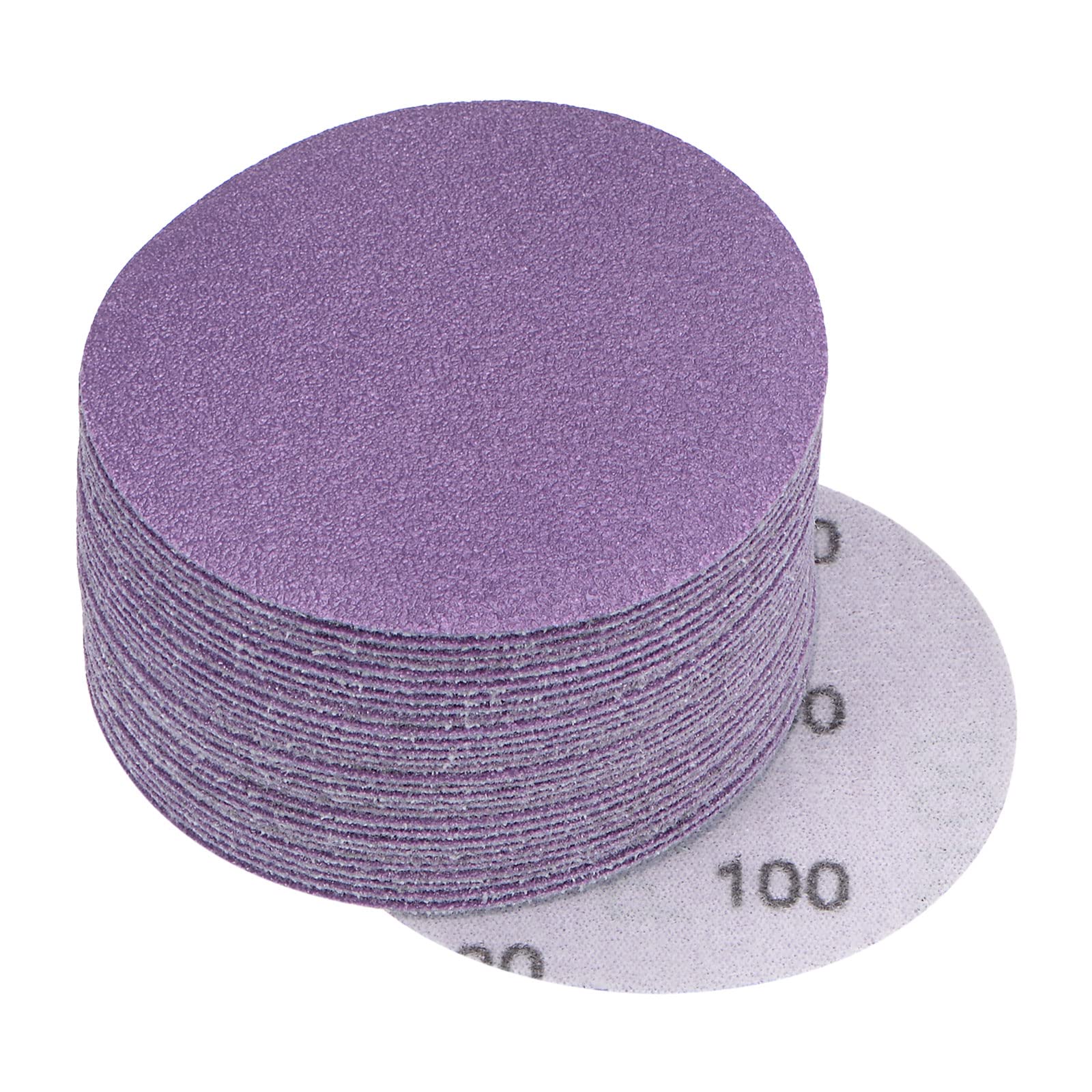 sourcing map 30Pcs 3-Inch Purple Sanding Discs 100 Grits Hook and Loop Professional Aluminum Oxide Sand Paper Wet Dry Polish for Wood Metal Paint Finishing