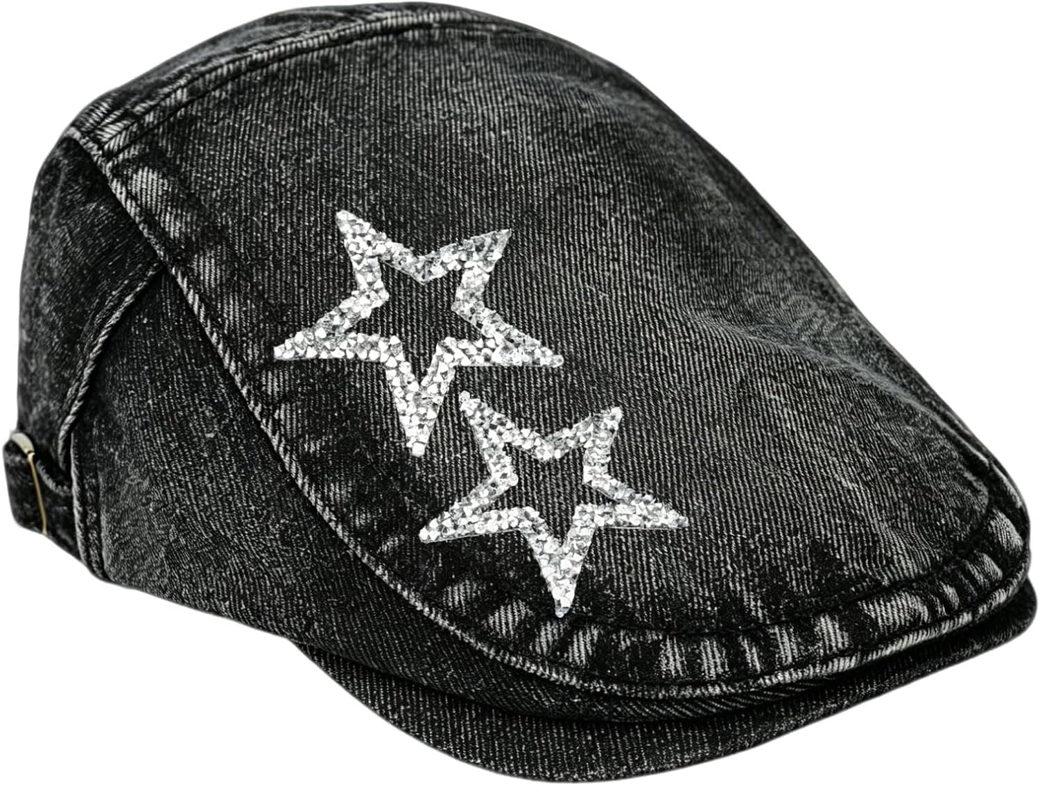 Women Denim Newsboy Cap, Ivy Gatsby Cabbie Beret Hat, Ladies Fashion Caps, Adjustable Flat Cap, Washed Black, 1 Piece